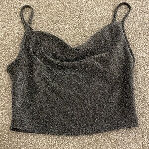 sparkling black & silver party crop top FOREVER 21